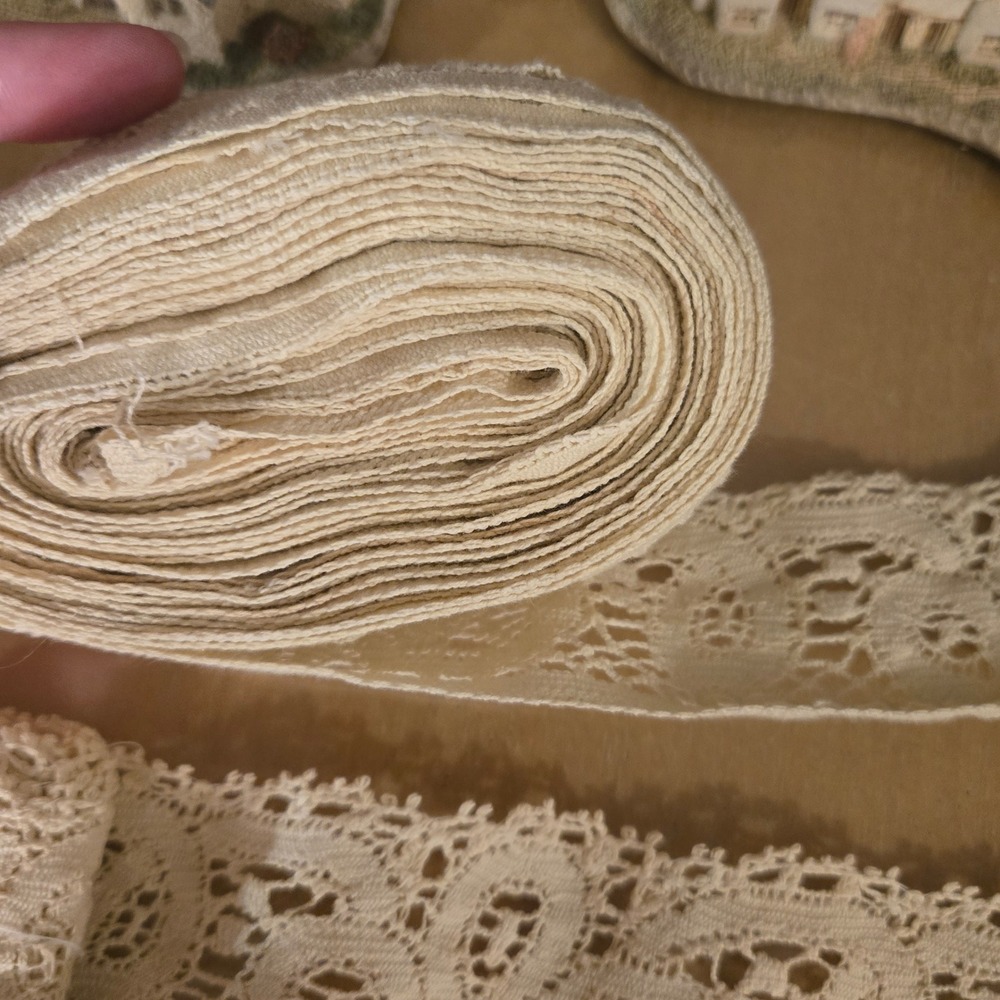 Vintage Lace Trim Lot 7 Rolls Crochet Eyelet Floral Cream Rose Sewing Crafting - Picture 15 of 15